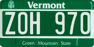 VT license plate ZOH970