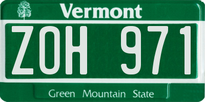VT license plate ZOH971