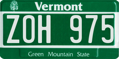 VT license plate ZOH975