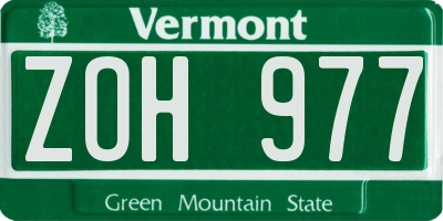 VT license plate ZOH977
