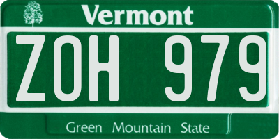 VT license plate ZOH979