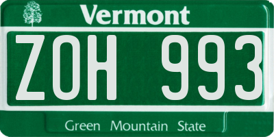 VT license plate ZOH993