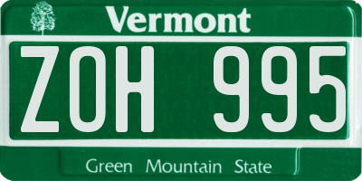 VT license plate ZOH995