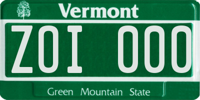 VT license plate ZOI000