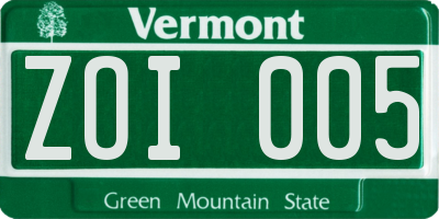 VT license plate ZOI005