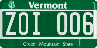 VT license plate ZOI006