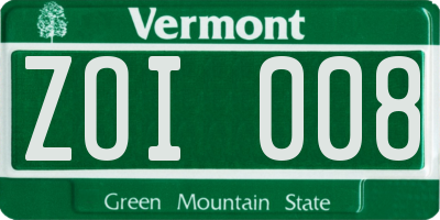 VT license plate ZOI008
