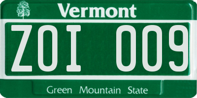 VT license plate ZOI009
