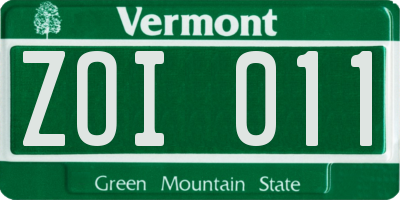 VT license plate ZOI011