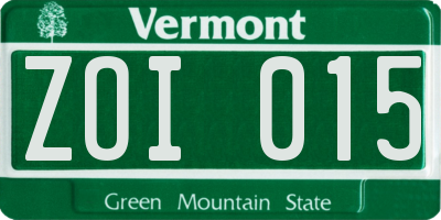 VT license plate ZOI015