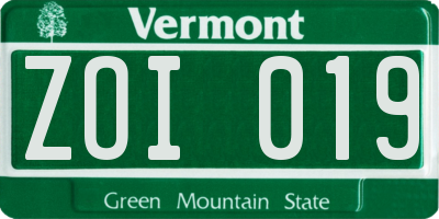 VT license plate ZOI019