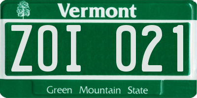 VT license plate ZOI021