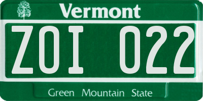 VT license plate ZOI022
