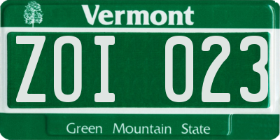 VT license plate ZOI023