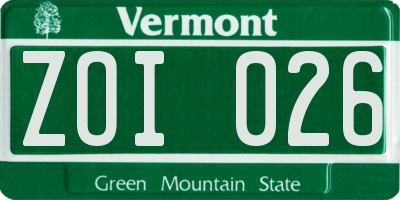 VT license plate ZOI026