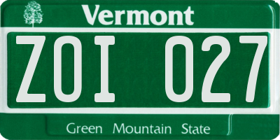 VT license plate ZOI027