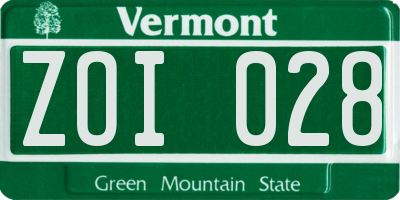 VT license plate ZOI028
