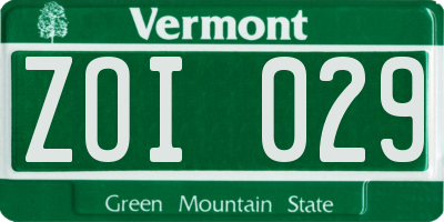 VT license plate ZOI029