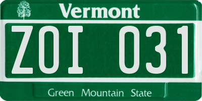 VT license plate ZOI031