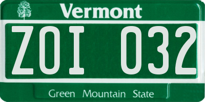VT license plate ZOI032