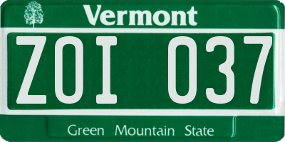 VT license plate ZOI037