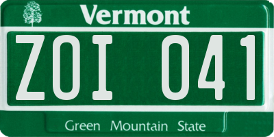 VT license plate ZOI041