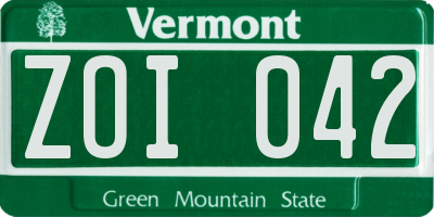 VT license plate ZOI042