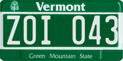 VT license plate ZOI043