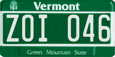 VT license plate ZOI046