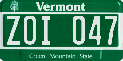 VT license plate ZOI047