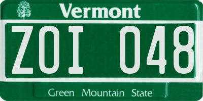 VT license plate ZOI048