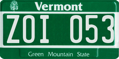 VT license plate ZOI053