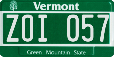 VT license plate ZOI057