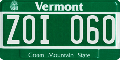VT license plate ZOI060