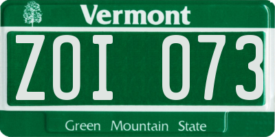 VT license plate ZOI073