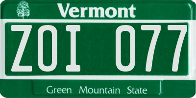 VT license plate ZOI077