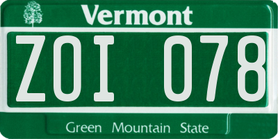 VT license plate ZOI078