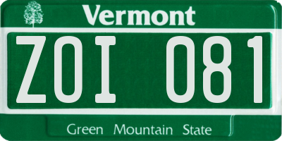 VT license plate ZOI081