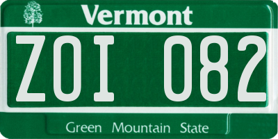 VT license plate ZOI082