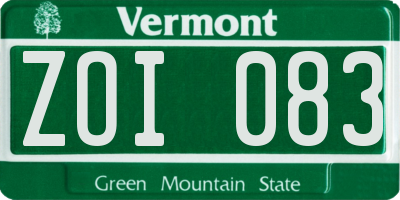 VT license plate ZOI083