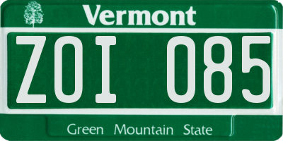 VT license plate ZOI085