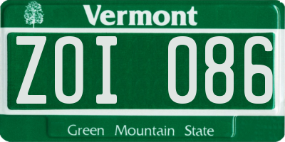 VT license plate ZOI086