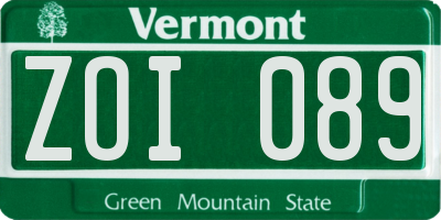 VT license plate ZOI089