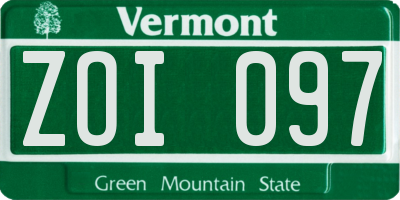 VT license plate ZOI097