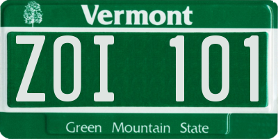 VT license plate ZOI101