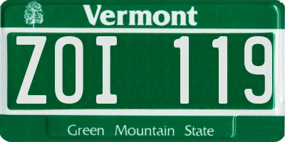 VT license plate ZOI119