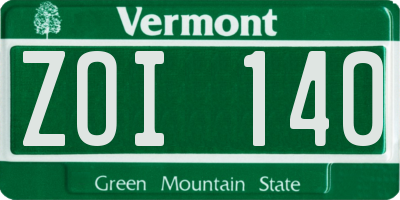 VT license plate ZOI140