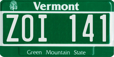 VT license plate ZOI141