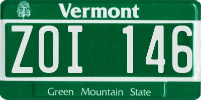 VT license plate ZOI146