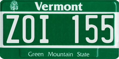 VT license plate ZOI155